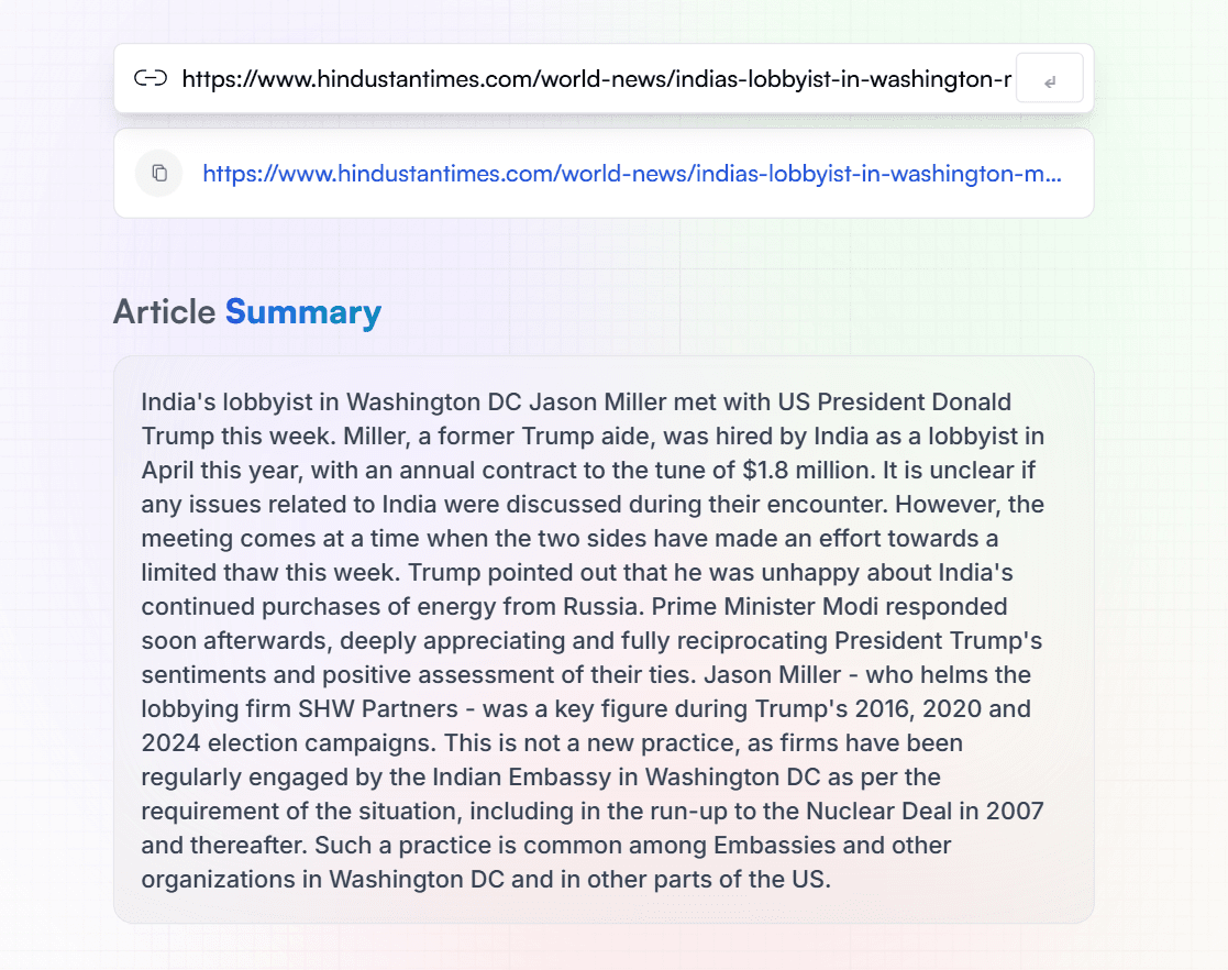Generated summary view